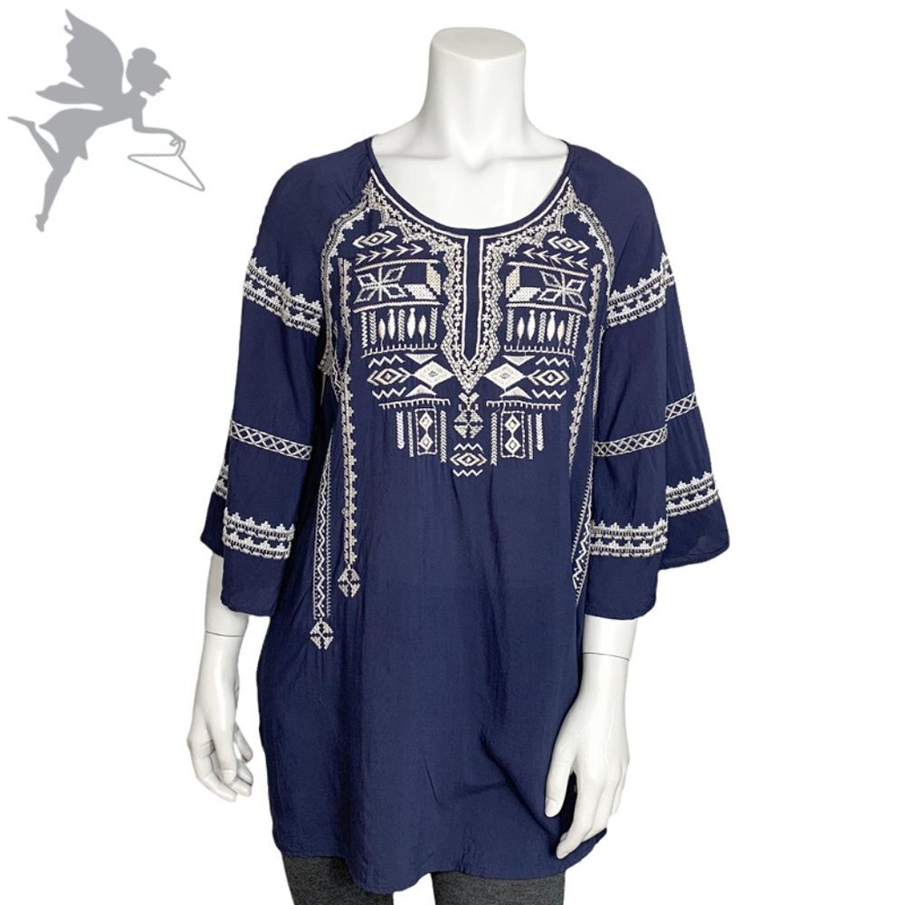 MOLIO RELIO Aztec Boho Embroidered Tunic